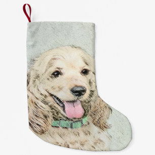 Calcetín Navideño Pequeño Pintura de tipo buffet Cocker Spaniel - Arte origi