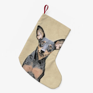 Calcetín Navideño Pequeño Pintura en miniatura de Pinscher Cute arte origina