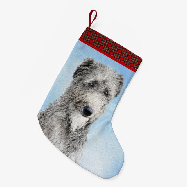 Calcetín Navideño Pequeño Pintura escocesa del perro - Ar original del perro (Frente (Colgado))