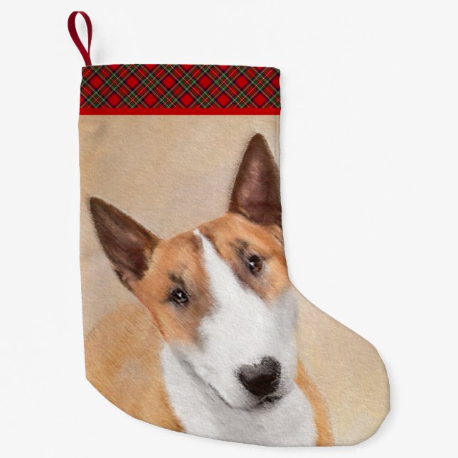 Calcetín Navideño Pequeño Pintura Miniatura de Bull Terrier - Cute Original  (Anverso)