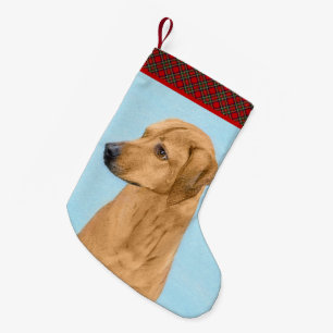 Calcetín Navideño Pequeño Pintura Ridgeback Rhodesiana - Arte Perro Original