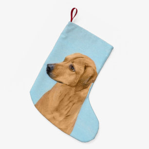 Calcetín Navideño Pequeño Pintura Ridgeback Rhodesiana - Arte Perro Original