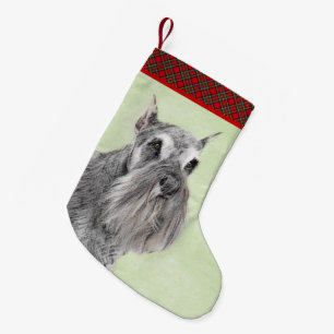 Calcetín Navideño Pequeño Pintura Schnauzer (gigante, estándar) - Arte de pe