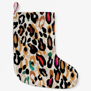 Calcetín Navideño Pequeño Pinturas de animales vivos de leopardo