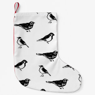 Calcetín Navideño Pequeño Pinza de pinza de tinta pájaro vintage sin soldadu