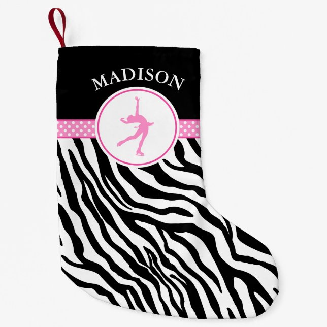 Calcetín Navideño Pequeño Pique su conocido patinaje artístico el estampado (Anverso)