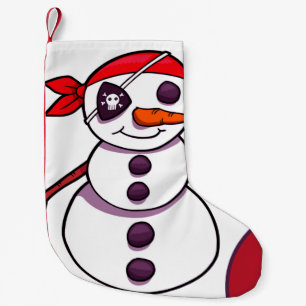 Calcetín Navideño Pequeño pirata de muñecos de nieve alegre Navidad