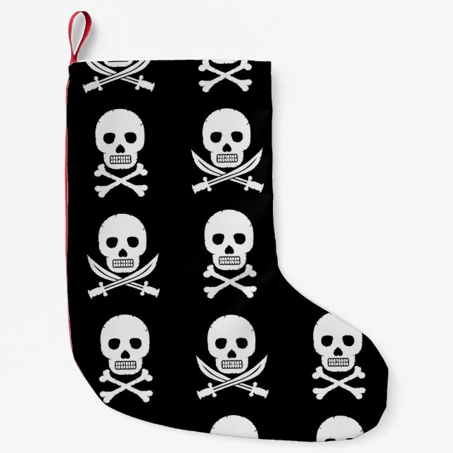 Calcetín Navideño Pequeño Pirata Skulls Crossbone Seless Pattern (Anverso)