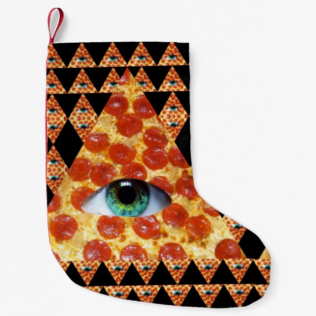Calcetín Navideño Pequeño Pizza de Illuminati (Anverso)