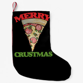 Calcetín Navideño Pequeño Pizza de Navidades Merry Crustmas