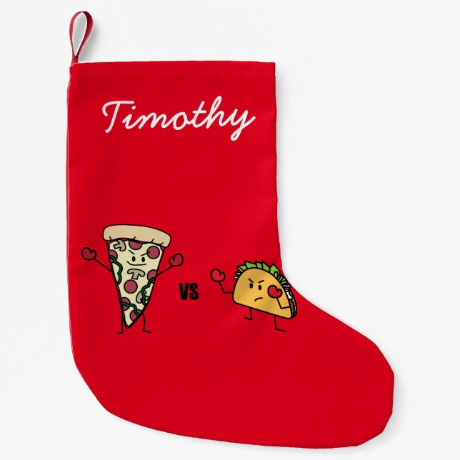 Calcetín Navideño Pequeño Pizza de salchichones CONTRA el Taco: Mexicano (Anverso)