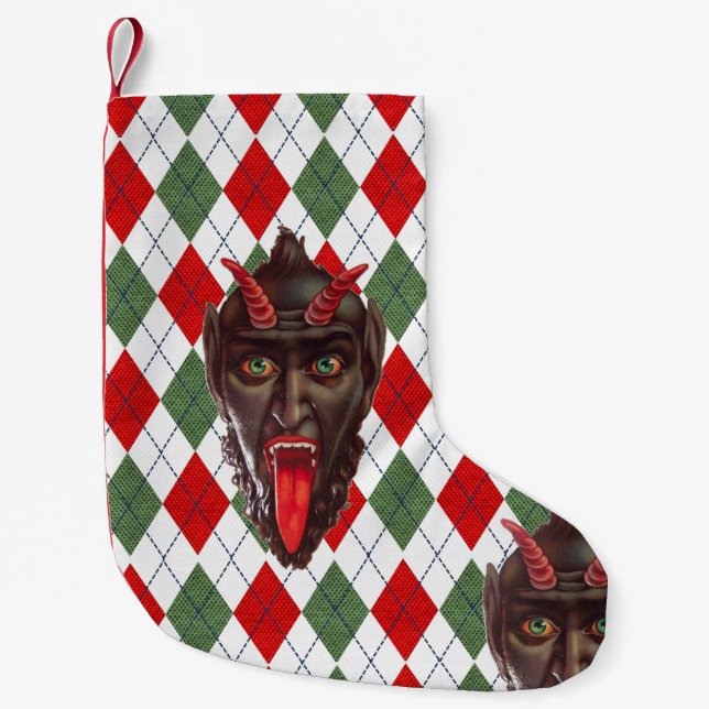 Calcetín Navideño Pequeño plaid navidades krampus xmas stock (Anverso)