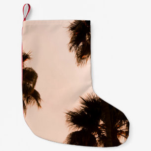 CALCETÍN NAVIDEÑO PEQUEÑO PLANTAS DE PALMERAS DE FOTOGRAFÍA DE BAJO ÁNGULO