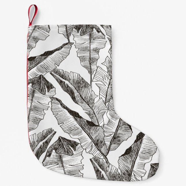 Calcetín Navideño Pequeño Plantas tropicales con estampado de selva sin cost (Anverso)