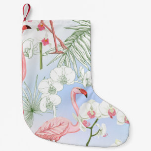Calcetín Navideño Pequeño Plantas tropicales y flores. Patrón sin foco, bac