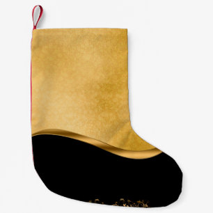 Calcetín Navideño Pequeño Plantilla de damasco con ornamento de oro