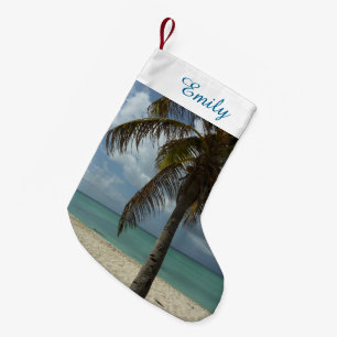 Calcetín Navideño Pequeño Playa de Aruba I Bella Escena Natural
