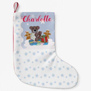 Calcetín Navideño Pequeño Poco almacenamiento personalizado oso del navidad