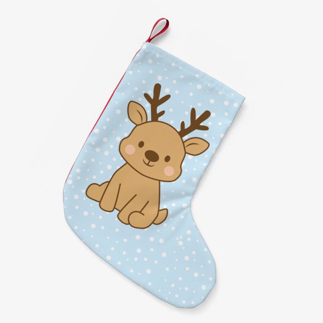 Calcetín Navideño Pequeño Poco Reno (Frente (Colgado))
