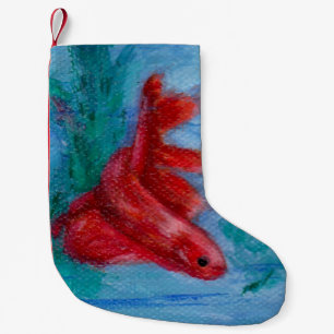 Calcetín Navideño Pequeño Pocos pescados rojos de Betta