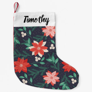 Calcetín Navideño Pequeño Poinsettias de grandes Navidades rojos y blancos