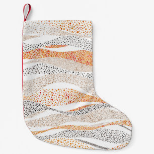 Calcetín Navideño Pequeño Pointillism Wavy Polka: Textil de Doodle lindo