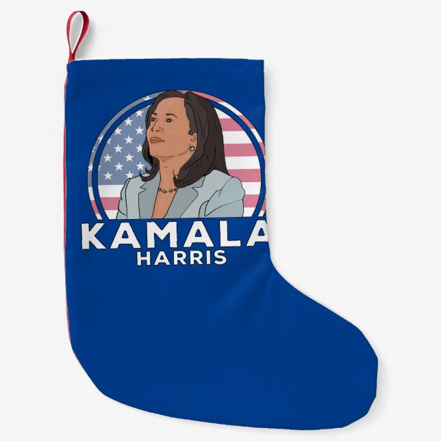 Calcetín Navideño Pequeño Política Kamala Harris (Anverso)