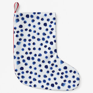 Calcetín Navideño Pequeño Polka Azul: Punto acuarela sin inconvenientes.