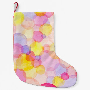 Calcetín Navideño Pequeño Polka Dot Splash: Colorida acuarela