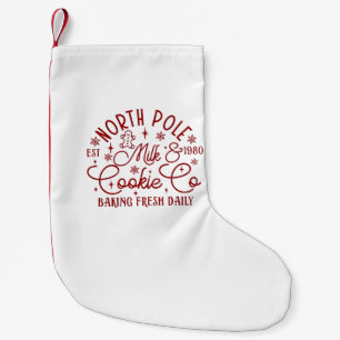 Calcetín Navideño Pequeño Polo Norte Leche y Galleta Horneadas Frescas Diari