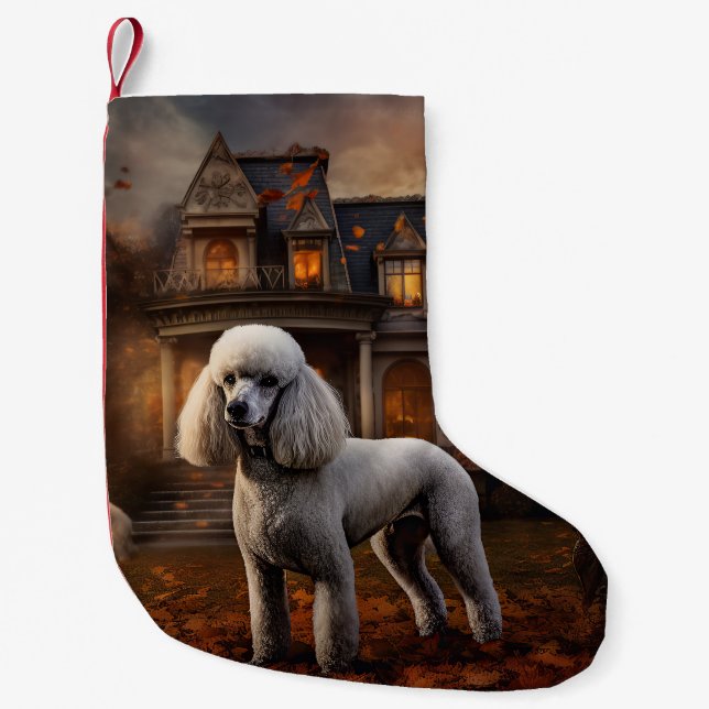 Calcetín Navideño Pequeño Poodle Halloween Scary (Anverso)