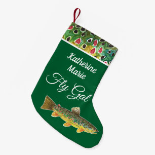 Calcetín Navideño Pequeño Por su pesca de trucha marrón