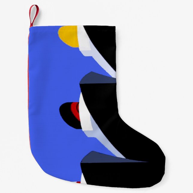 Calcetín Navideño Pequeño Poster Art Deco de los buques de crucero de época (Anverso)