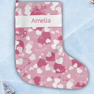 Calcetín Navideño Pequeño Precioso Corazón de Amor Rosa Personalizado