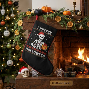 Calcetín Navideño Pequeño Prefiero Halloween Esqueleto Divertido Navidad Fea