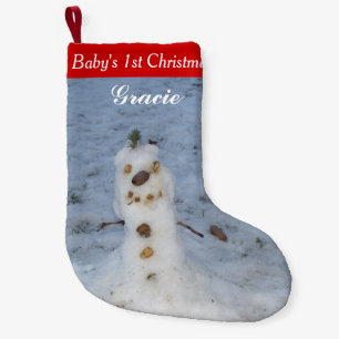 Calcetín Navideño Pequeño Primer Navidad del bebé, nombre personalizado de 