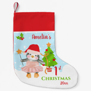 Calcetín Navideño Pequeño Primera Bailarina Pingüino de Navidad