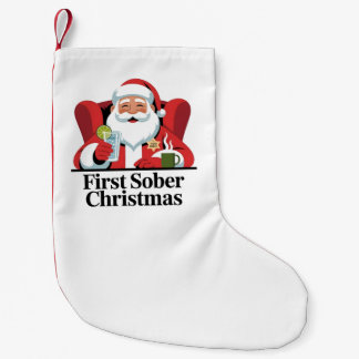 Calcetín Navideño Pequeño Primera Navidad Sobria Santa Sobriedad Navidad