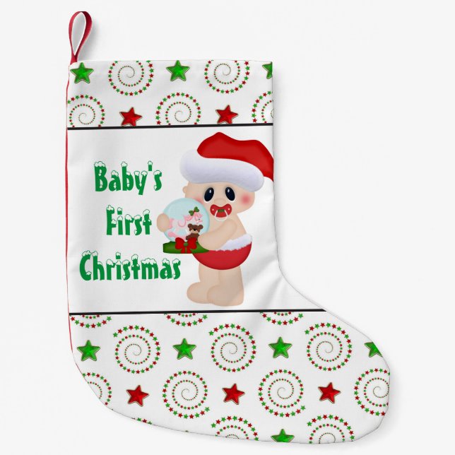 Calcetín Navideño Pequeño Primeras reservas navideñas para bebés (Anverso)