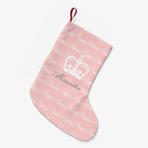 Calcetín Navideño Pequeño Princesa Rosado-n-Blanca
