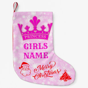 Calcetín Navideño Pequeño Princesas, princesa corona rosa