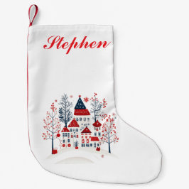 Calcetín Navideño Pequeño Pueblo nórdico con un toque personal