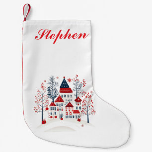 Calcetín Navideño Pequeño Pueblo nórdico con un toque personal