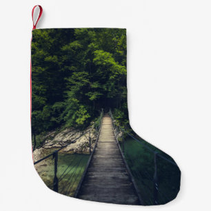 Calcetín Navideño Pequeño Puente colgante simple río Idrijca, Eslovenia