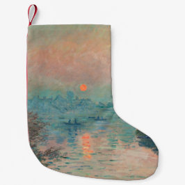 Calcetín Navideño Pequeño Puesta de sol de Monet en el Sena Impresionismo de