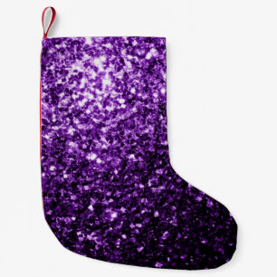 Calcetín Navideño Pequeño Purpurina brillante falsa de color púrpura oscuro