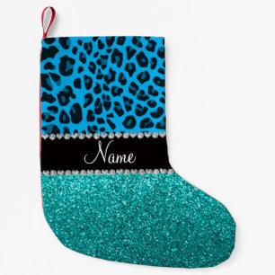 Calcetín Navideño Pequeño Purpurina conocido de la turquesa del leopardo del