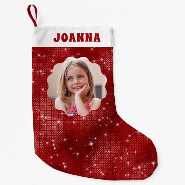 Calcetín Navideño Pequeño Purpurina Red Sparkle (Anverso)