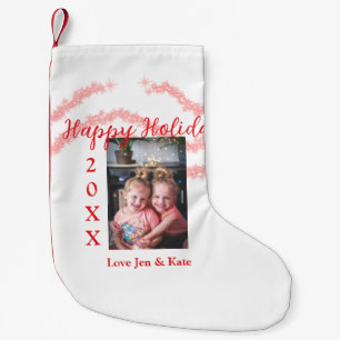 Calcetín Navideño Pequeño Purpurina rojo niños foto familiar feliz nombre de