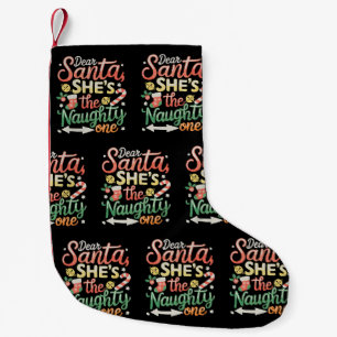 Calcetín Navideño Pequeño Querido Santa Ella Es La Traviesa Divertida Navida